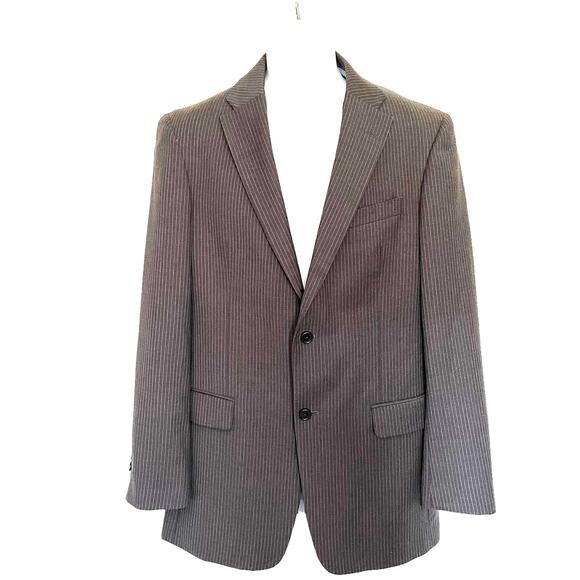 Y2K Tommy Hilfiger Wool Pinstripe Mens Blazer 40L Preppy Ivy 2 Button Academia - Picture 1 of 14